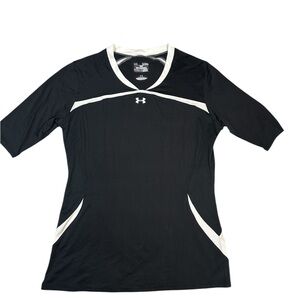 Under Armour Women’s XL HeatGear Volleyball Warm-Up Jersey Top Black White Fitt